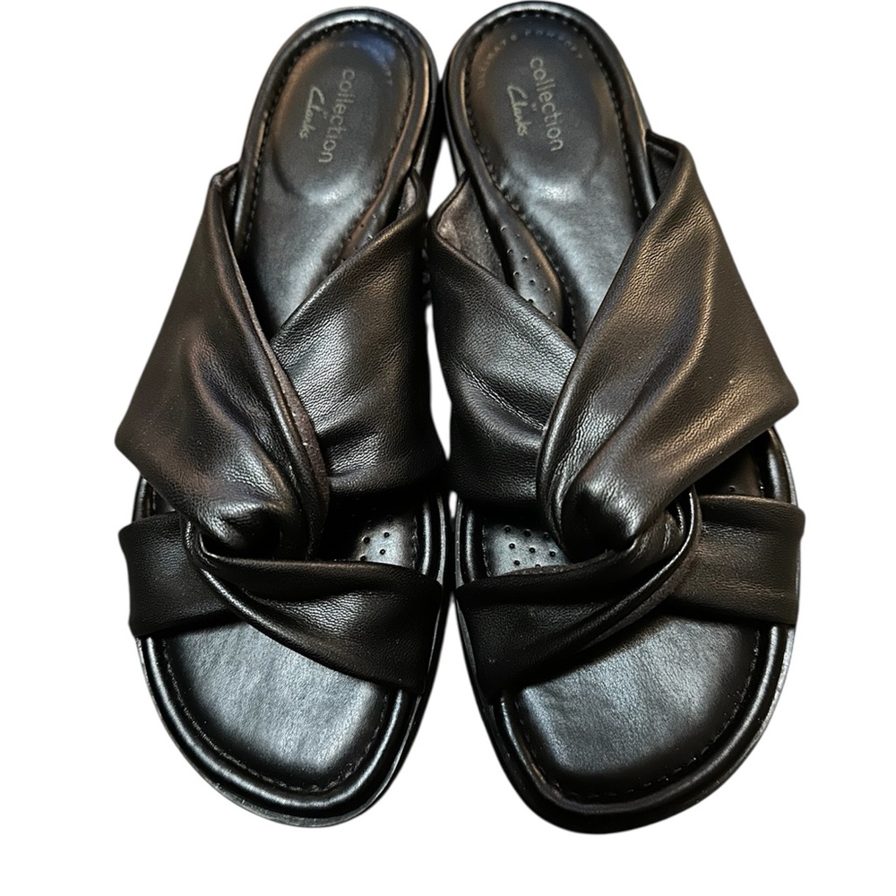Clarks Reyna Slip-on Twist Black Knott Sandals Size 7.5